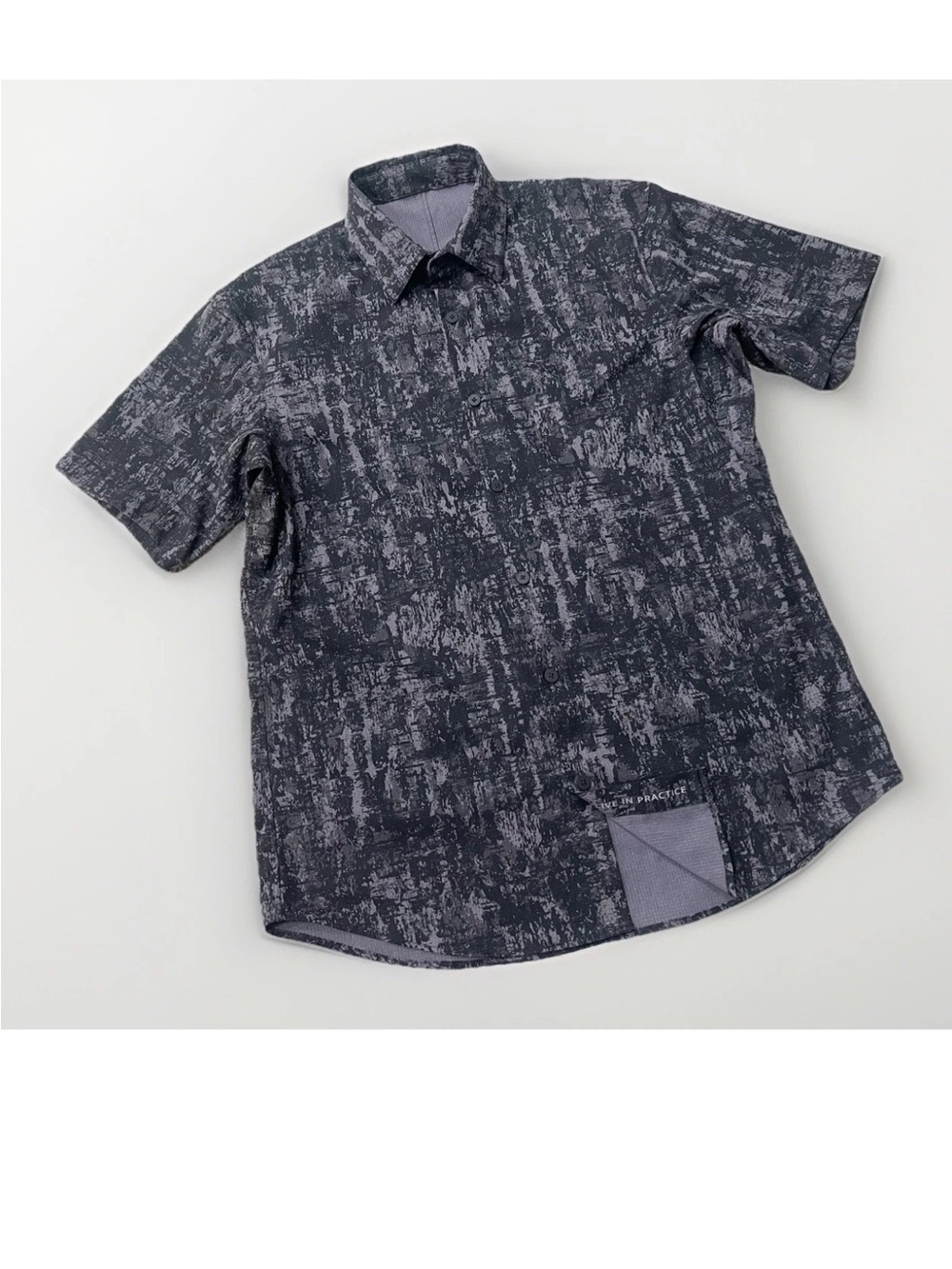 Lululemon Mens Stretch Airing Easy SS Collared Button-Up Shirt Gray Sz L? M?